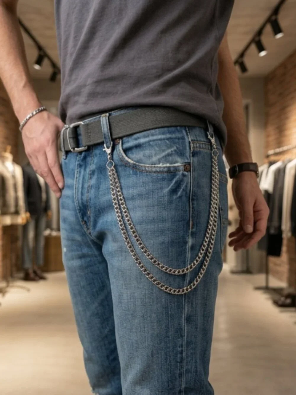 NEW USA Handmade Men’s Silver Wallet Chain 16